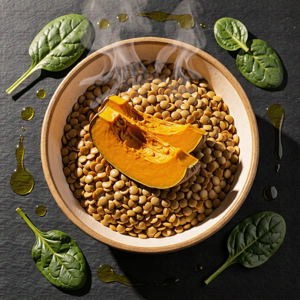 Bowl de Lentejas y Calabaza